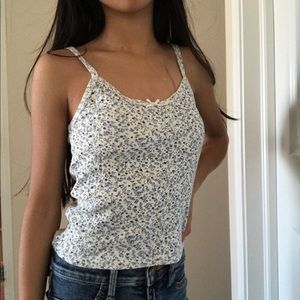 white/blue floral brandy skylar bow tank